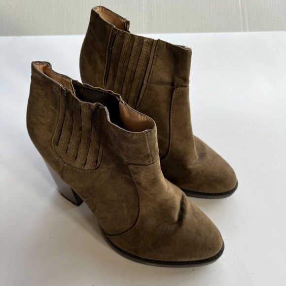 ZARA SUEDE STACK CHUNKY HEELED ANKLE BOOTS BOOTIES - Picture 5 of 11